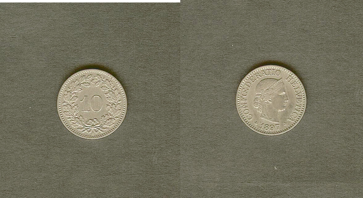 Switzerland 10 rappen 1897 EF